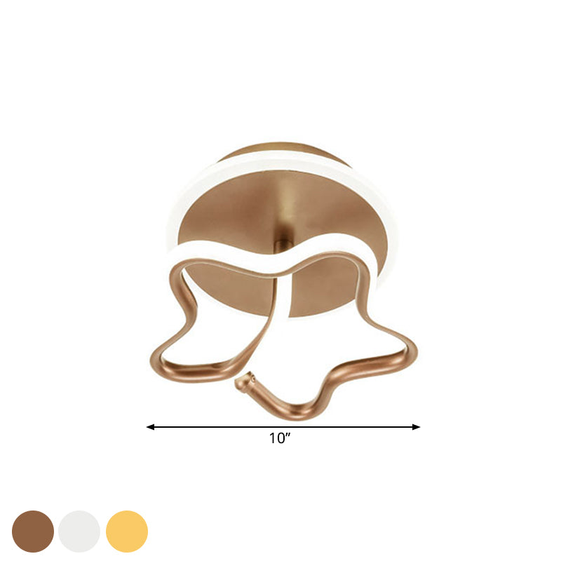 Star Acrylic Ceiling Lighting Minimalism White/Gold/Coffee LED Semi Flush Mount Lamp in Warm/White Light for Hallway Clearhalo 'Ceiling Lights' 'Close To Ceiling Lights' 'Close to ceiling' 'Semi-flushmount' Lighting' 1804786