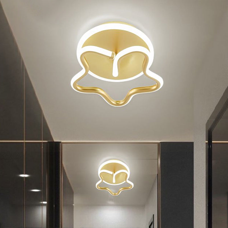 Star Acrylic Ceiling Lighting Minimalism White/Gold/Coffee LED Semi Flush Mount Lamp in Warm/White Light for Hallway Gold Clearhalo 'Ceiling Lights' 'Close To Ceiling Lights' 'Close to ceiling' 'Semi-flushmount' Lighting' 1804791