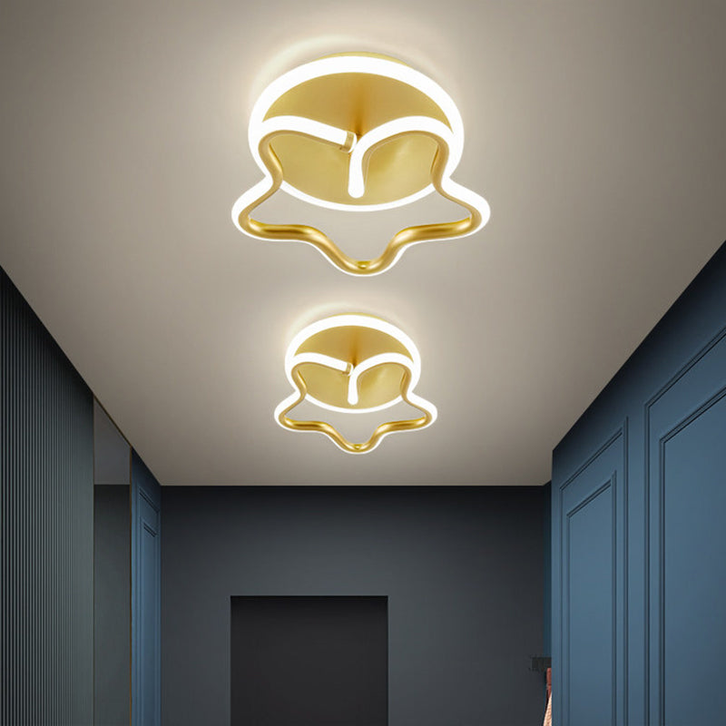 Star Acrylic Ceiling Lighting Minimalism White/Gold/Coffee LED Semi Flush Mount Lamp in Warm/White Light for Hallway Clearhalo 'Ceiling Lights' 'Close To Ceiling Lights' 'Close to ceiling' 'Semi-flushmount' Lighting' 1804793
