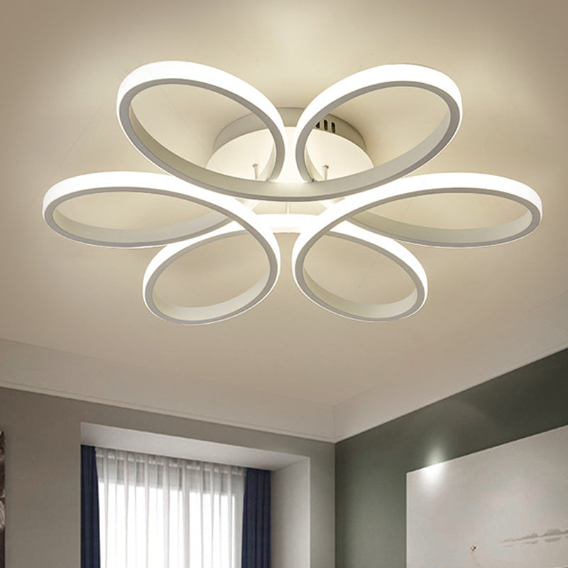 Blooming Flower Hotel Ceiling Light Fixture Metal Modernist LED Semi Flush Mount in Warm/White Light, 23"/29" Wide White Clearhalo 'Ceiling Lights' 'Close To Ceiling Lights' 'Close to ceiling' 'Semi-flushmount' Lighting' 1804814