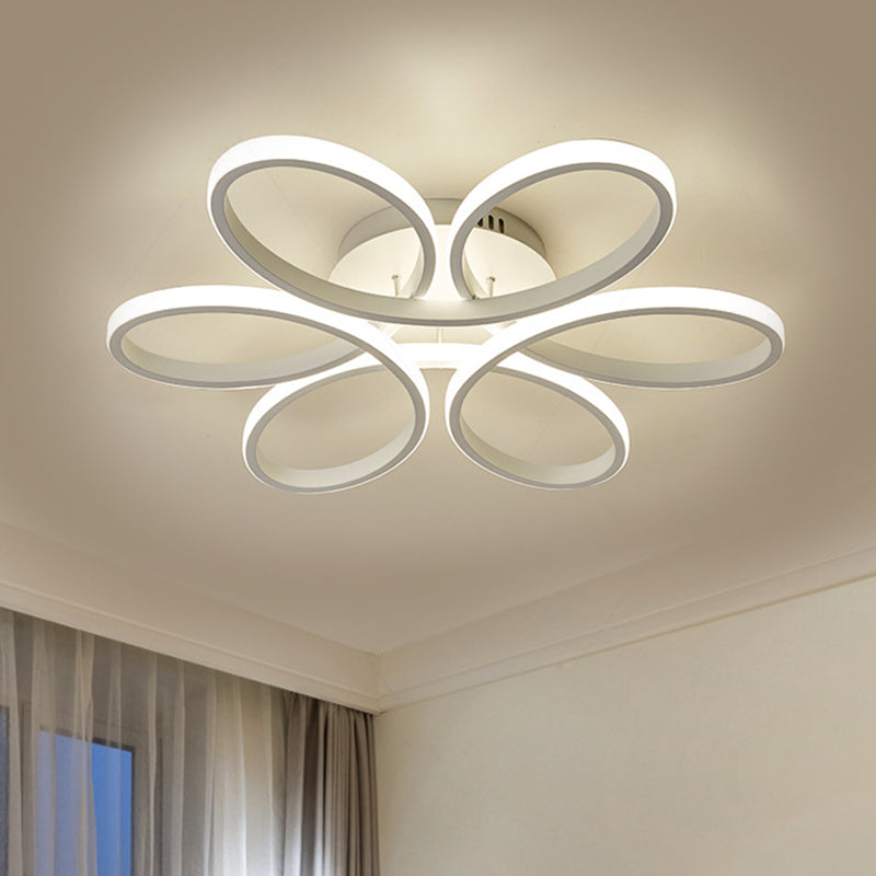 Blooming Flower Hotel Ceiling Light Fixture Metal Modernist LED Semi Flush Mount in Warm/White Light, 23"/29" Wide Clearhalo 'Ceiling Lights' 'Close To Ceiling Lights' 'Close to ceiling' 'Semi-flushmount' Lighting' 1804815
