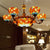 Lodge Sunflower Chandelier Light Stained Glass 9/11/15 Lights Pendant Light in Orange for Living Room 9 Orange Clearhalo 'Ceiling Lights' 'Chandeliers' 'Industrial' 'Middle Century Chandeliers' 'Tiffany Chandeliers' 'Tiffany close to ceiling' 'Tiffany' Lighting' 180484