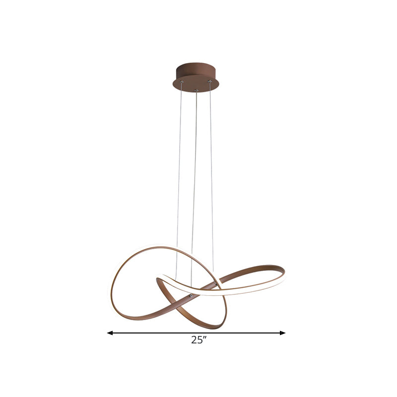 Twine Metallic Ceiling Chandelier Contemporary 21"/25" Wide LED Brown Pendant Lamp in Warm/White Light Clearhalo 'Ceiling Lights' 'Chandeliers' 'Modern Chandeliers' 'Modern' Lighting' 1804870