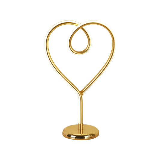 Loving Heart Night Lighting Simple Metal White/Gold LED Desk Lamp with Round Pedestal in Warm/White Light for Bedroom Clearhalo 'Lamps' 'Table Lamps' Lighting' 1804879