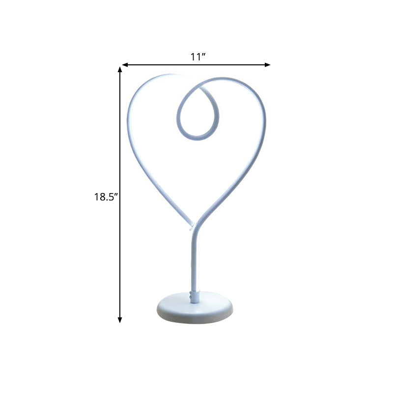 Loving Heart Night Lighting Simple Metal White/Gold LED Desk Lamp with Round Pedestal in Warm/White Light for Bedroom Clearhalo 'Lamps' 'Table Lamps' Lighting' 1804885