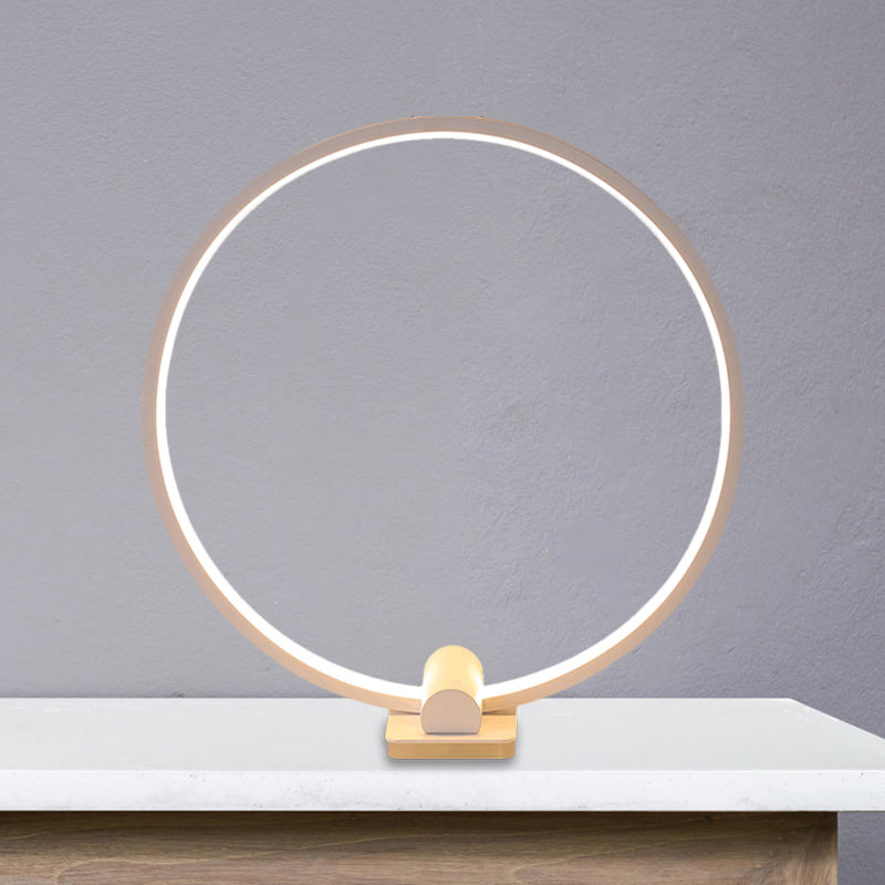 Annular Task Lamp Minimalism Metallic White/Coffee LED Reading Table Lighting in Warm/White Light Clearhalo 'Lamps' 'Table Lamps' Lighting' 1804892
