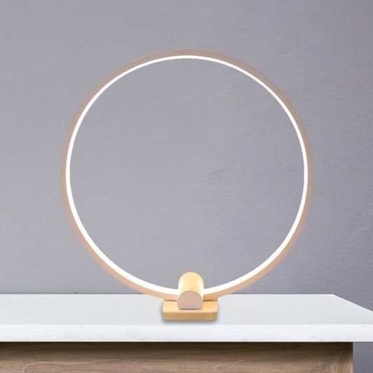 Annular Task Lamp Minimalism Metallic White/Coffee LED Reading Table Lighting in Warm/White Light Clearhalo 'Lamps' 'Table Lamps' Lighting' 1804892