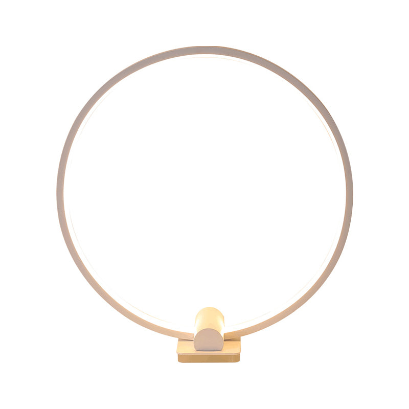 Annular Task Lamp Minimalism Metallic White/Coffee LED Reading Table Lighting in Warm/White Light Clearhalo 'Lamps' 'Table Lamps' Lighting' 1804893