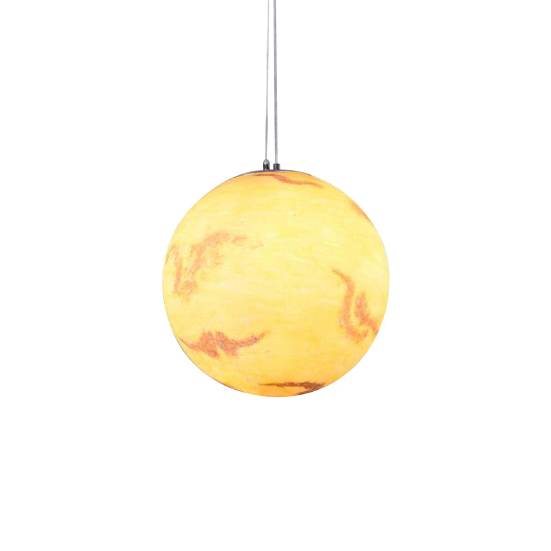 1 Light Dining Room Pendant Lamp Creative Yellow/Orange/Blue Suspended Lighting Fixture with Planet Resin Shade Clearhalo 'Ceiling Lights' 'Pendant Lights' 'Pendants' Lighting' 1804951