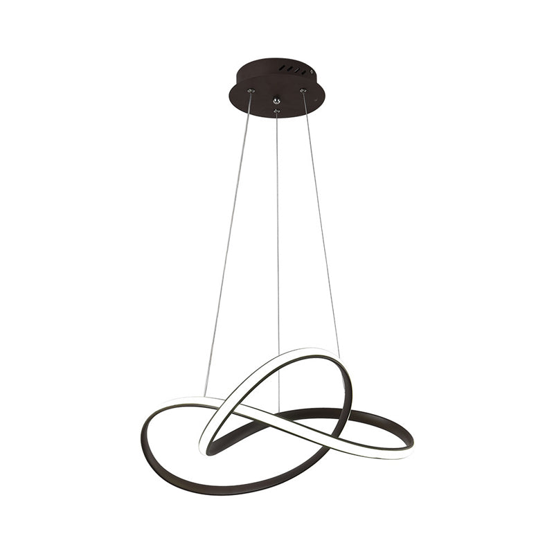 Contemporary LED Chandelier Black/White Twine Hanging Ceiling Lamp with Metallic Shade in Warm/White Light Black Clearhalo 'Ceiling Lights' 'Chandeliers' 'Modern Chandeliers' 'Modern' Lighting' 1805042