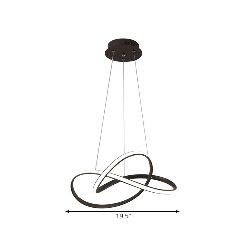 Contemporary LED Chandelier Black/White Twine Hanging Ceiling Lamp with Metallic Shade in Warm/White Light Clearhalo 'Ceiling Lights' 'Chandeliers' 'Modern Chandeliers' 'Modern' Lighting' 1805043