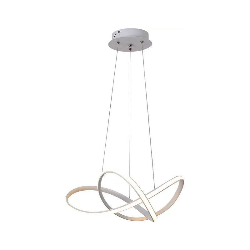 Contemporary LED Chandelier Black/White Twine Hanging Ceiling Lamp with Metallic Shade in Warm/White Light Clearhalo 'Ceiling Lights' 'Chandeliers' 'Modern Chandeliers' 'Modern' Lighting' 1805047