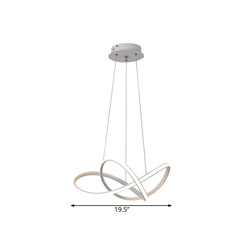 Contemporary LED Chandelier Black/White Twine Hanging Ceiling Lamp with Metallic Shade in Warm/White Light Clearhalo 'Ceiling Lights' 'Chandeliers' 'Modern Chandeliers' 'Modern' Lighting' 1805048