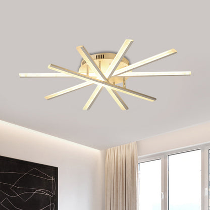 Burst Design Acrylic Ceiling Light Modernist 5/9-Bulb White LED Semi Flush Mount Lighting in Warm/White Light 5 White Clearhalo 'Ceiling Lights' 'Close To Ceiling Lights' 'Close to ceiling' 'Semi-flushmount' Lighting' 1805053