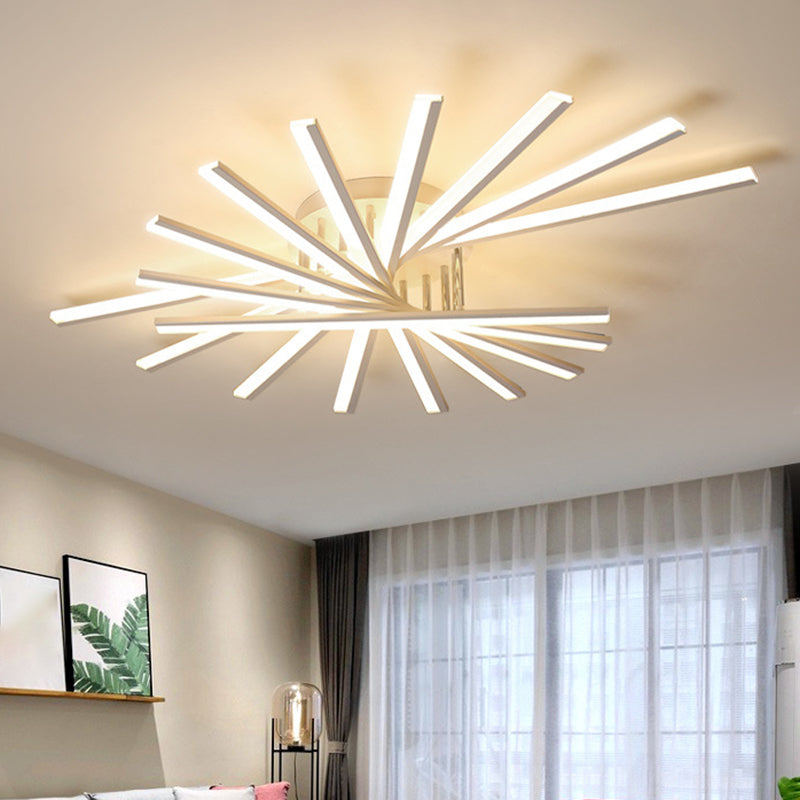 Burst Design Acrylic Ceiling Light Modernist 5/9-Bulb White LED Semi Flush Mount Lighting in Warm/White Light Clearhalo 'Ceiling Lights' 'Close To Ceiling Lights' 'Close to ceiling' 'Semi-flushmount' Lighting' 1805058