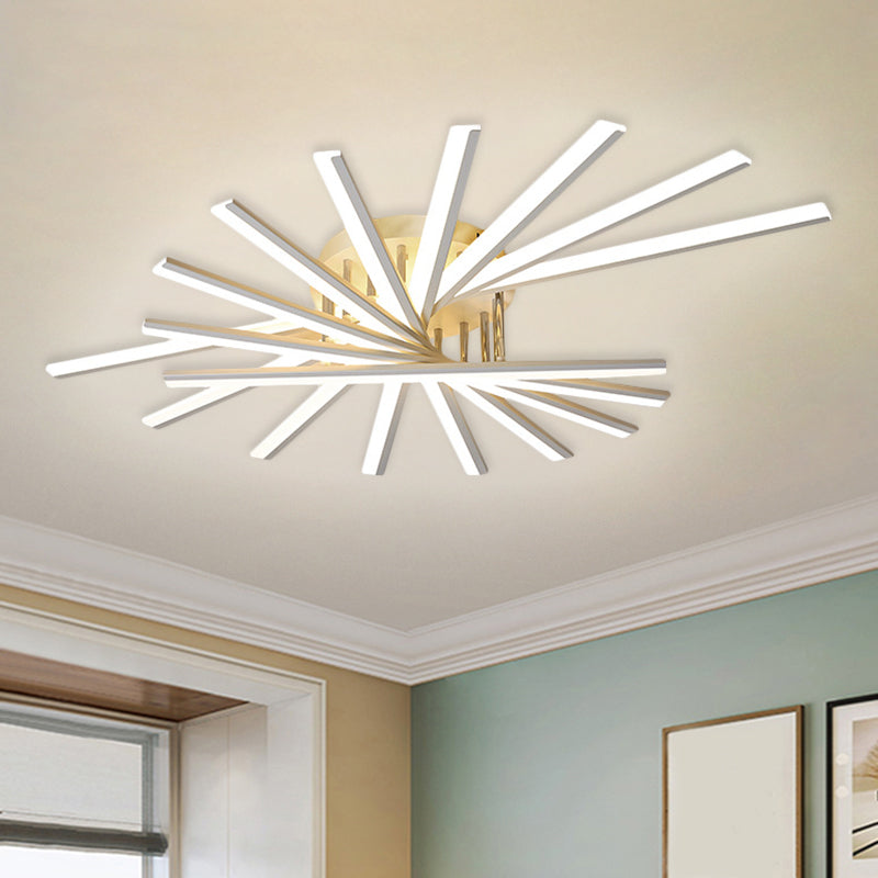 Burst Design Acrylic Ceiling Light Modernist 5/9-Bulb White LED Semi Flush Mount Lighting in Warm/White Light Clearhalo 'Ceiling Lights' 'Close To Ceiling Lights' 'Close to ceiling' 'Semi-flushmount' Lighting' 1805059