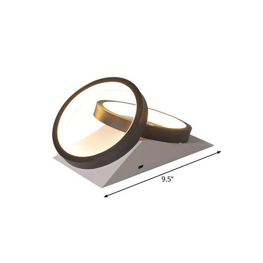 Metallic Rings Ceiling Mounted Fixture Modernism LED Black Semi Flush Lamp in Warm/White Light Clearhalo 'Ceiling Lights' 'Close To Ceiling Lights' 'Close to ceiling' 'Semi-flushmount' Lighting' 1805085