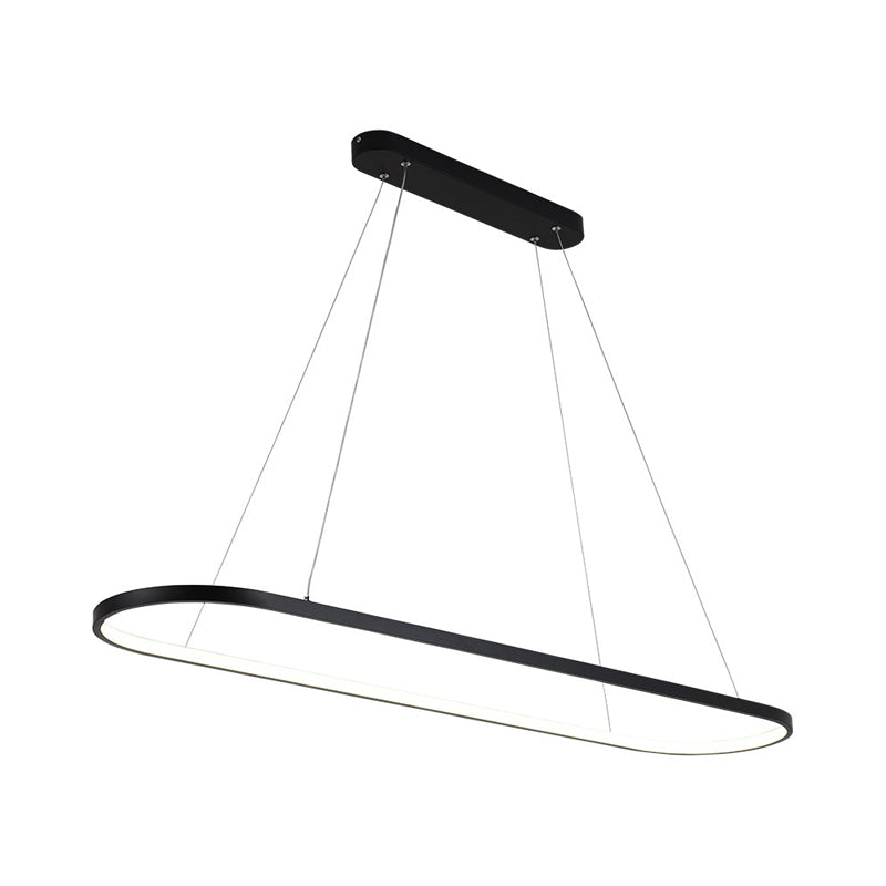 Oval Suspended Lighting Fixture Modern Style Metal LED Restaurant Island Light in Black/White Clearhalo 'Ceiling Lights' 'Island Lights' Lighting' 1805107