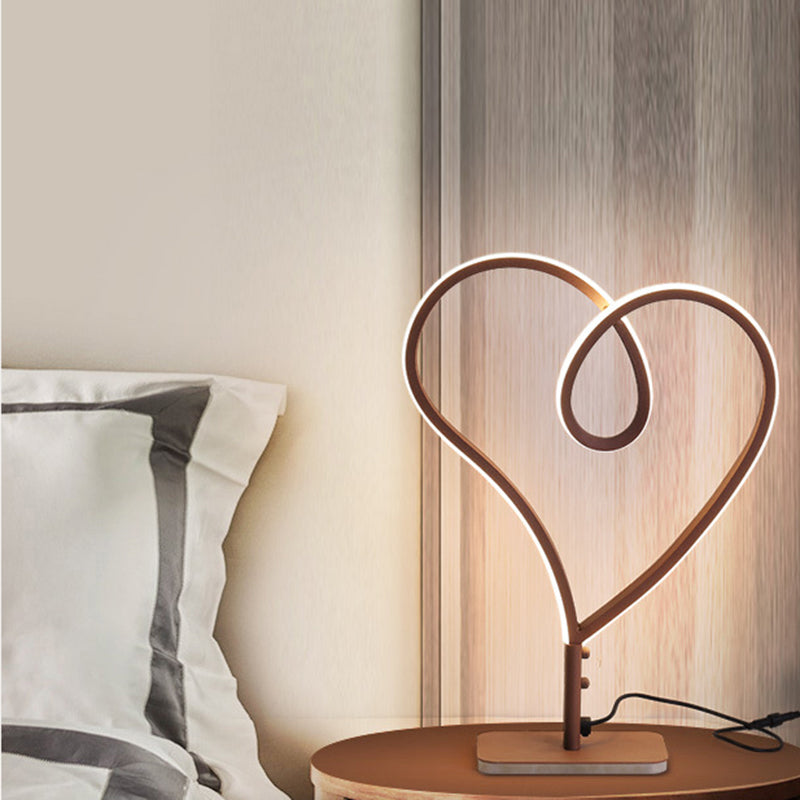 Simple LED Night Lighting Coffee Loving Heart Reading Desk Lamp with Metal Shade in Warm/White Light Clearhalo 'Lamps' 'Table Lamps' Lighting' 1805114