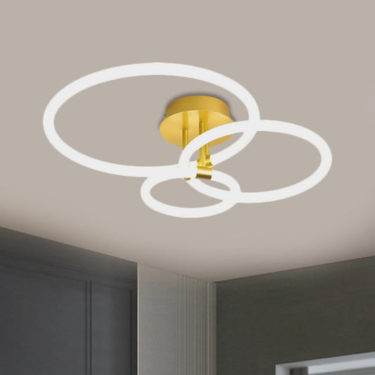 Acrylic Circle Semi Flush Mount Modern 23"/34.5" Wide LED Brass Ceiling Light in Warm/White Light Clearhalo 'Ceiling Lights' 'Close To Ceiling Lights' 'Close to ceiling' 'Semi-flushmount' Lighting' 1805153