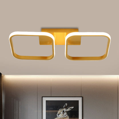 Square Study Room Semi Mount Lighting Acrylic LED Modern Ceiling Lamp in Gold, Warm/White Light Gold Clearhalo 'Ceiling Lights' 'Close To Ceiling Lights' 'Close to ceiling' 'Semi-flushmount' Lighting' 1805233