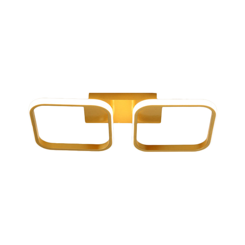 Square Study Room Semi Mount Lighting Acrylic LED Modern Ceiling Lamp in Gold, Warm/White Light Clearhalo 'Ceiling Lights' 'Close To Ceiling Lights' 'Close to ceiling' 'Semi-flushmount' Lighting' 1805235