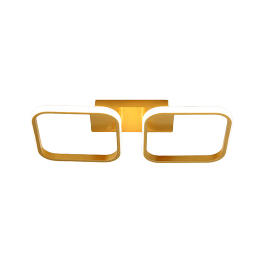 Square Study Room Semi Mount Lighting Acrylic LED Modern Ceiling Lamp in Gold, Warm/White Light Clearhalo 'Ceiling Lights' 'Close To Ceiling Lights' 'Close to ceiling' 'Semi-flushmount' Lighting' 1805235