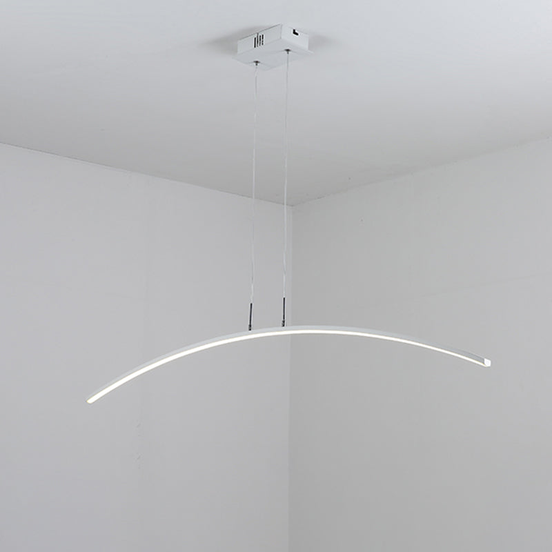 Curved Linear Hanging Lamp Simplicity Metallic Black/White LED Island Lighting Ideas in Warm/White Light Clearhalo 'Ceiling Lights' 'Island Lights' Lighting' 1805251