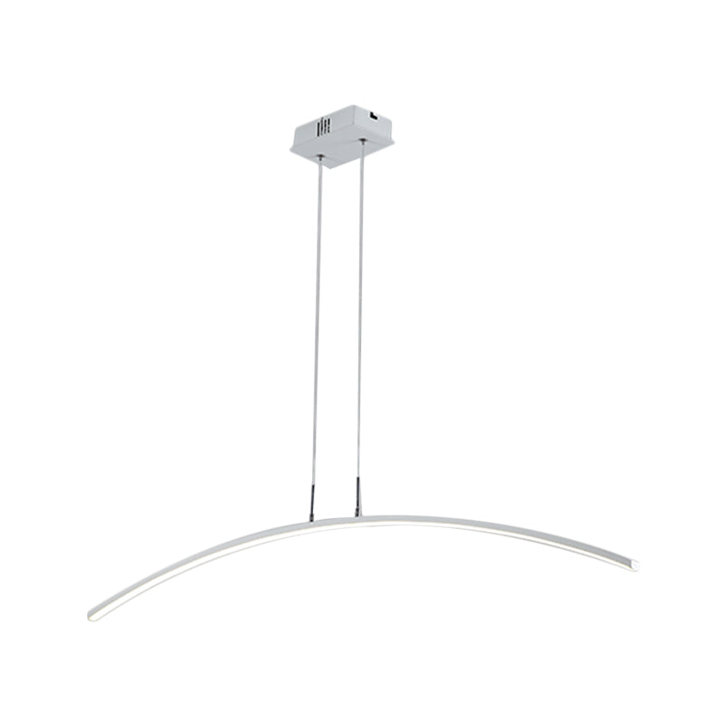 Curved Linear Hanging Lamp Simplicity Metallic Black/White LED Island Lighting Ideas in Warm/White Light Clearhalo 'Ceiling Lights' 'Island Lights' Lighting' 1805252