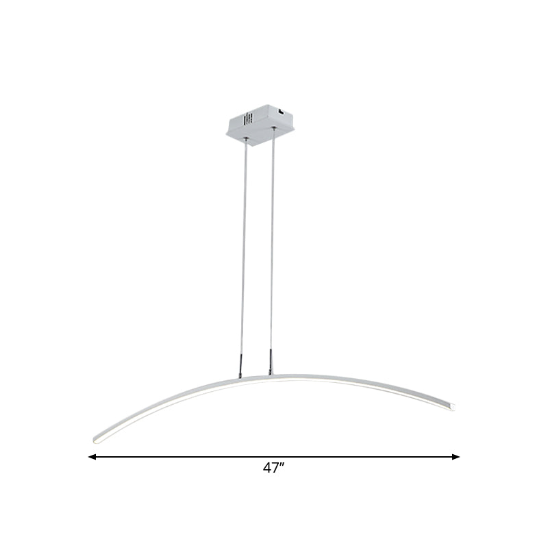 Curved Linear Hanging Lamp Simplicity Metallic Black/White LED Island Lighting Ideas in Warm/White Light Clearhalo 'Ceiling Lights' 'Island Lights' Lighting' 1805253