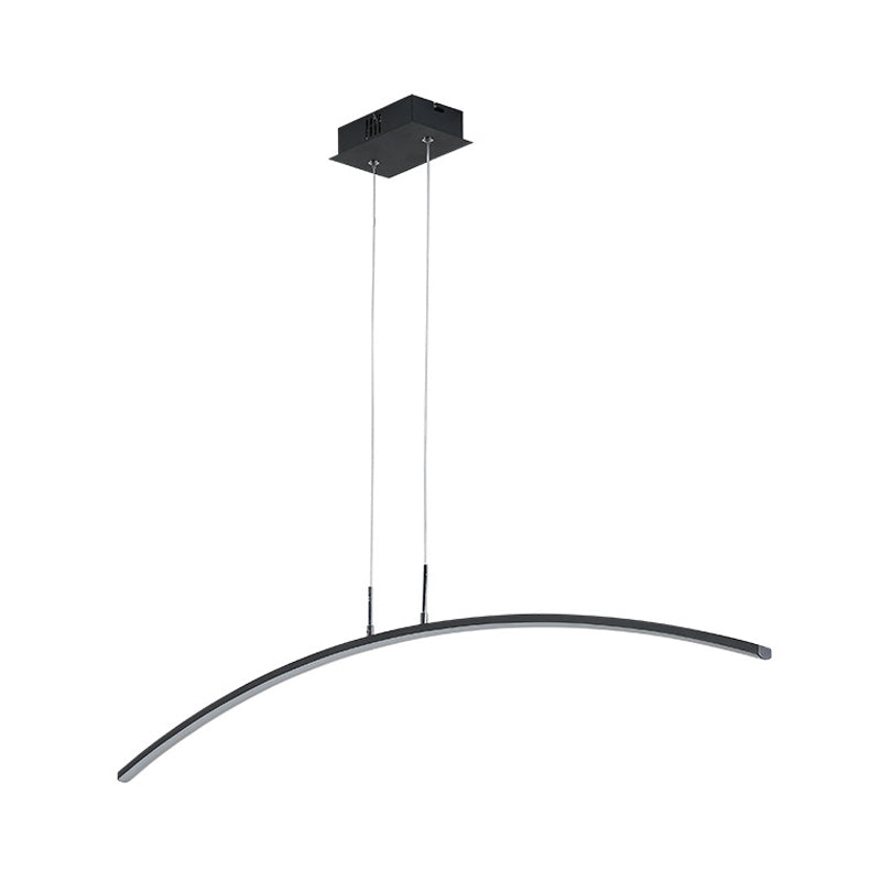 Curved Linear Hanging Lamp Simplicity Metallic Black/White LED Island Lighting Ideas in Warm/White Light Clearhalo 'Ceiling Lights' 'Island Lights' Lighting' 1805257