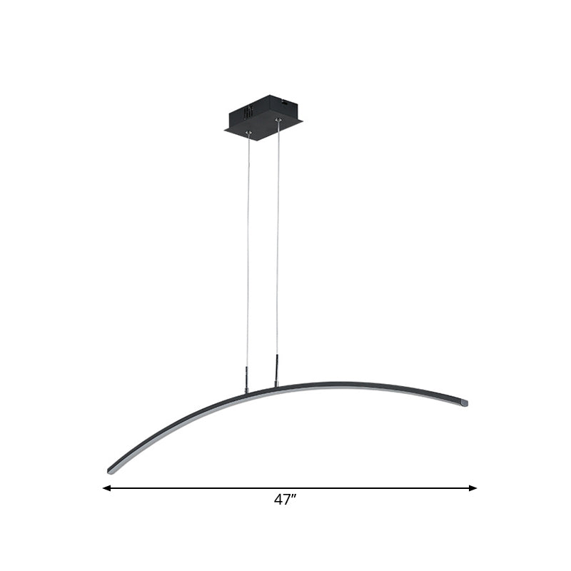 Curved Linear Hanging Lamp Simplicity Metallic Black/White LED Island Lighting Ideas in Warm/White Light Clearhalo 'Ceiling Lights' 'Island Lights' Lighting' 1805258