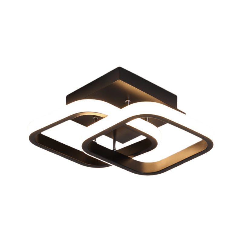 LED Corridor Semi Flush Mount Simple Black Ceiling Fixture with Square/Round Metal Shade in Warm/White Light Clearhalo 'Ceiling Lights' 'Close To Ceiling Lights' 'Close to ceiling' 'Semi-flushmount' Lighting' 1805261