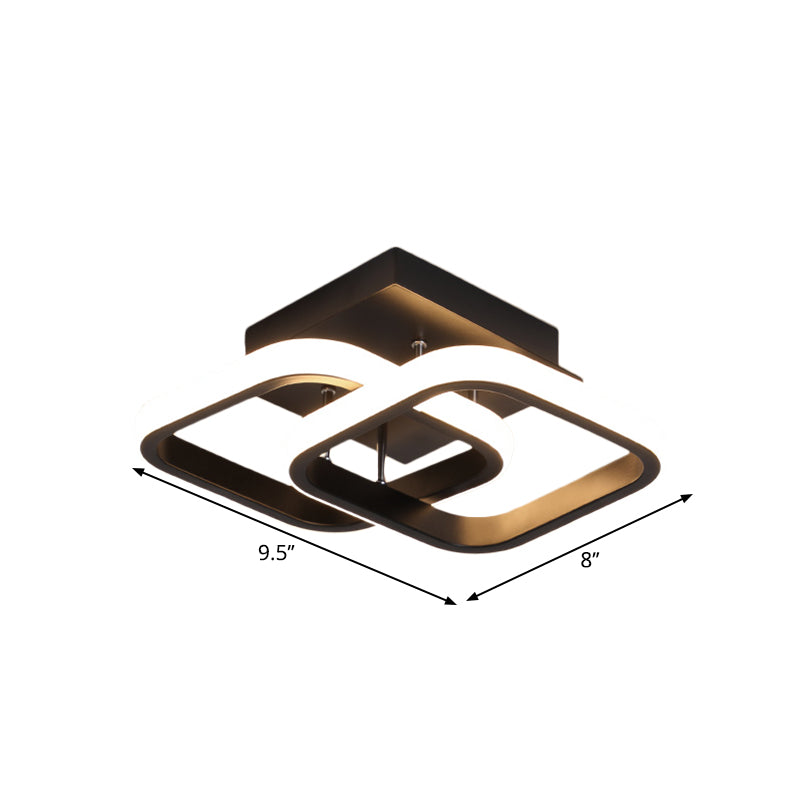 LED Corridor Semi Flush Mount Simple Black Ceiling Fixture with Square/Round Metal Shade in Warm/White Light Clearhalo 'Ceiling Lights' 'Close To Ceiling Lights' 'Close to ceiling' 'Semi-flushmount' Lighting' 1805262