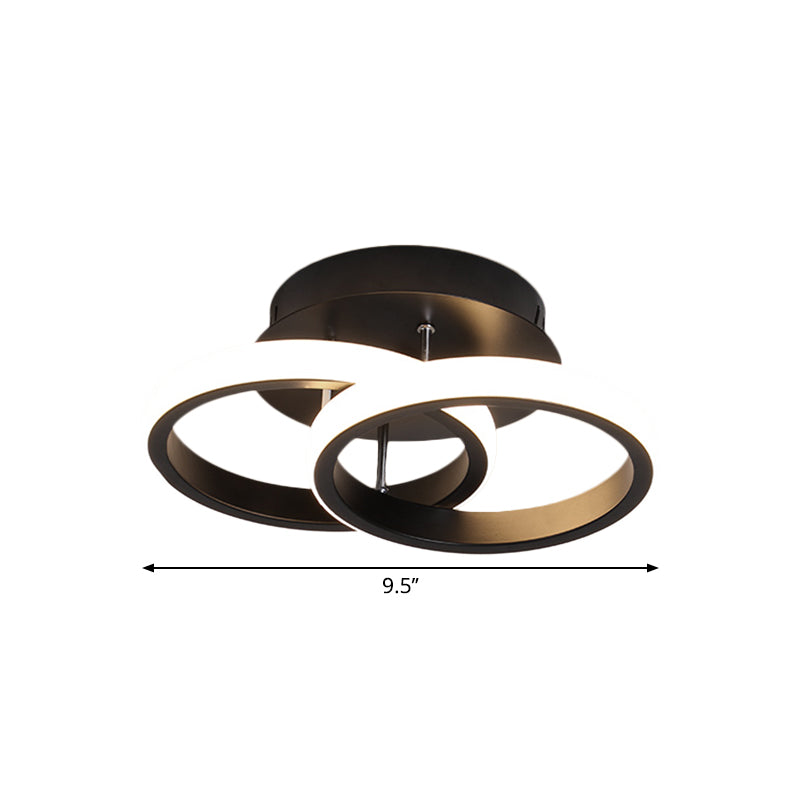 LED Corridor Semi Flush Mount Simple Black Ceiling Fixture with Square/Round Metal Shade in Warm/White Light Clearhalo 'Ceiling Lights' 'Close To Ceiling Lights' 'Close to ceiling' 'Semi-flushmount' Lighting' 1805267