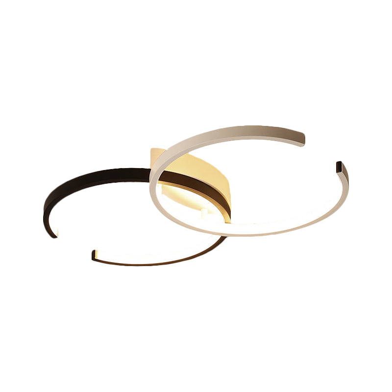 Acrylic Double-C Close to Ceiling Lamp Minimalism Black/White LED Semi Flush Light in Warm/White Light Clearhalo 'Ceiling Lights' 'Close To Ceiling Lights' 'Close to ceiling' 'Semi-flushmount' Lighting' 1805270