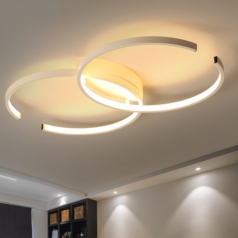 Acrylic Double-C Close to Ceiling Lamp Minimalism Black/White LED Semi Flush Light in Warm/White Light White Clearhalo 'Ceiling Lights' 'Close To Ceiling Lights' 'Close to ceiling' 'Semi-flushmount' Lighting' 1805272