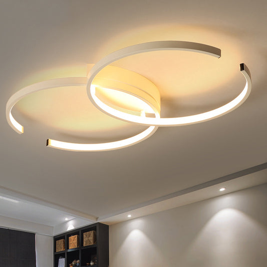 Acrylic Double-C Close to Ceiling Lamp Minimalism Black/White LED Semi Flush Light in Warm/White Light White Clearhalo 'Ceiling Lights' 'Close To Ceiling Lights' 'Close to ceiling' 'Semi-flushmount' Lighting' 1805272