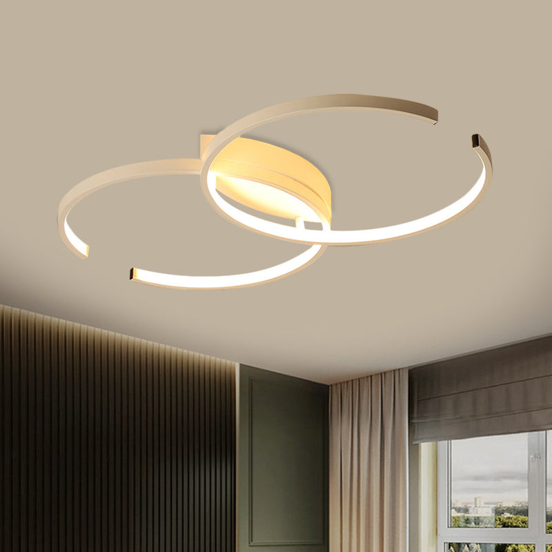 Acrylic Double-C Close to Ceiling Lamp Minimalism Black/White LED Semi Flush Light in Warm/White Light Clearhalo 'Ceiling Lights' 'Close To Ceiling Lights' 'Close to ceiling' 'Semi-flushmount' Lighting' 1805273