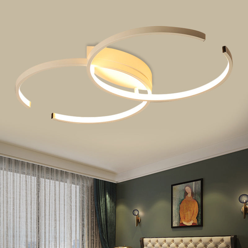 Acrylic Double-C Close to Ceiling Lamp Minimalism Black/White LED Semi Flush Light in Warm/White Light Clearhalo 'Ceiling Lights' 'Close To Ceiling Lights' 'Close to ceiling' 'Semi-flushmount' Lighting' 1805274