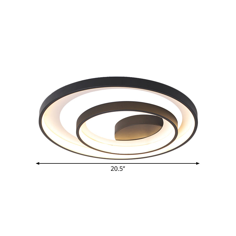 16.5"/20.5" W Circle Ceiling Lamp Simplicity Metallic Sleeping Room LED Flush Mount Lighting in Black, Warm/White Light Clearhalo 'Ceiling Lights' 'Close To Ceiling Lights' 'Close to ceiling' 'Flush mount' Lighting' 1805299