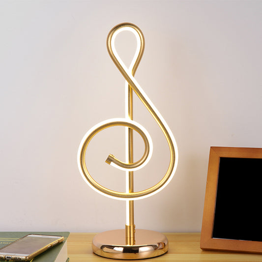 Black/White/Gold Musical Note Desk Lamp Minimalism LED Metal Night Table Lighting with Round Pedestal in Warm/White Light Clearhalo 'Lamps' 'Table Lamps' Lighting' 1805314