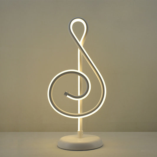 Black/White/Gold Musical Note Desk Lamp Minimalism LED Metal Night Table Lighting with Round Pedestal in Warm/White Light Clearhalo 'Lamps' 'Table Lamps' Lighting' 1805323