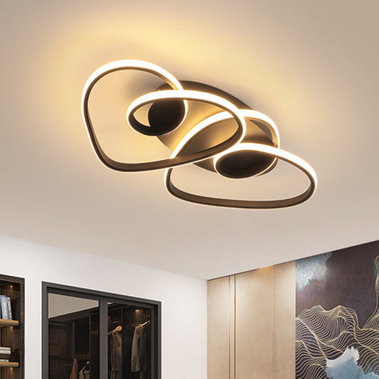 Dual Loving Heart Bedroom Flush Lamp Metal LED Modernist Ceiling Fixture in Black, Warm/White Light Clearhalo 'Ceiling Lights' 'Close To Ceiling Lights' 'Close to ceiling' 'Flush mount' Lighting' 1805326
