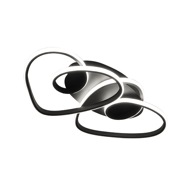 Dual Loving Heart Bedroom Flush Lamp Metal LED Modernist Ceiling Fixture in Black, Warm/White Light Clearhalo 'Ceiling Lights' 'Close To Ceiling Lights' 'Close to ceiling' 'Flush mount' Lighting' 1805327