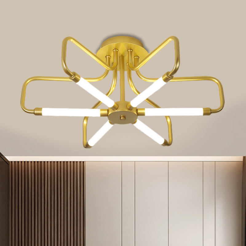 Floral Frame Semi Flush Light Fixture Modern Acrylic Black/Gold LED Ceiling Lamp in Warm/White Light, 24.5"/39" Wide Clearhalo 'Ceiling Lights' 'Close To Ceiling Lights' 'Close to ceiling' 'Semi-flushmount' Lighting' 1805330