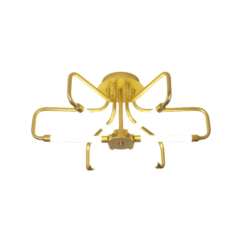 Floral Frame Semi Flush Light Fixture Modern Acrylic Black/Gold LED Ceiling Lamp in Warm/White Light, 24.5"/39" Wide Clearhalo 'Ceiling Lights' 'Close To Ceiling Lights' 'Close to ceiling' 'Semi-flushmount' Lighting' 1805331