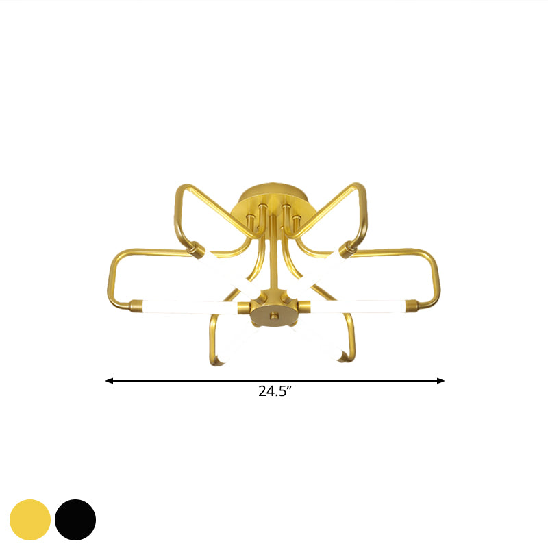 Floral Frame Semi Flush Light Fixture Modern Acrylic Black/Gold LED Ceiling Lamp in Warm/White Light, 24.5"/39" Wide Clearhalo 'Ceiling Lights' 'Close To Ceiling Lights' 'Close to ceiling' 'Semi-flushmount' Lighting' 1805332