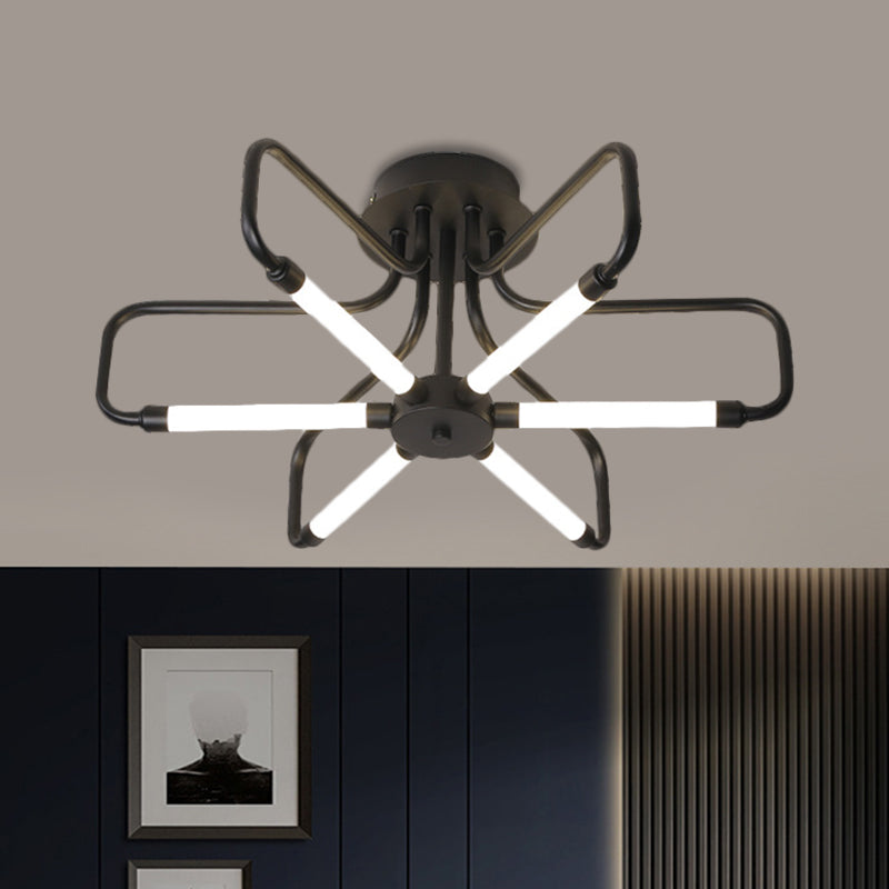 Floral Frame Semi Flush Light Fixture Modern Acrylic Black/Gold LED Ceiling Lamp in Warm/White Light, 24.5"/39" Wide Black 24.5" Clearhalo 'Ceiling Lights' 'Close To Ceiling Lights' 'Close to ceiling' 'Semi-flushmount' Lighting' 1805333