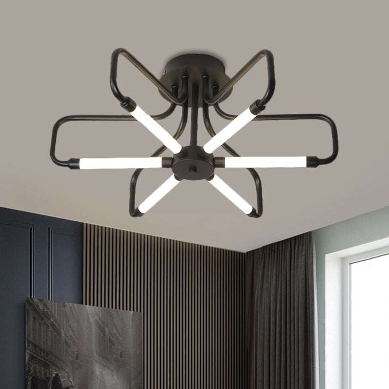 Floral Frame Semi Flush Light Fixture Modern Acrylic Black/Gold LED Ceiling Lamp in Warm/White Light, 24.5"/39" Wide Clearhalo 'Ceiling Lights' 'Close To Ceiling Lights' 'Close to ceiling' 'Semi-flushmount' Lighting' 1805334